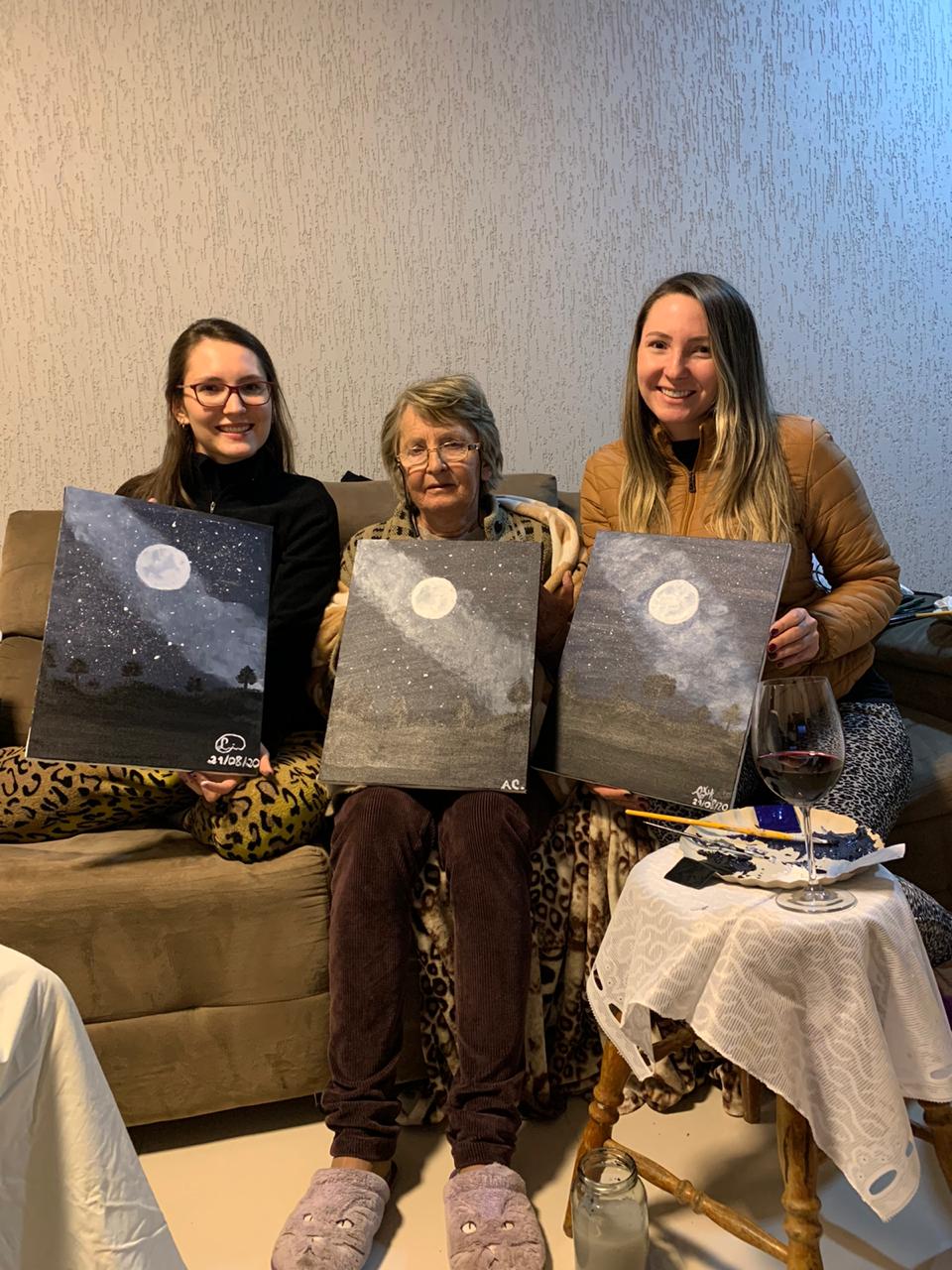 Pintura com as filhas Larissa e Patricia